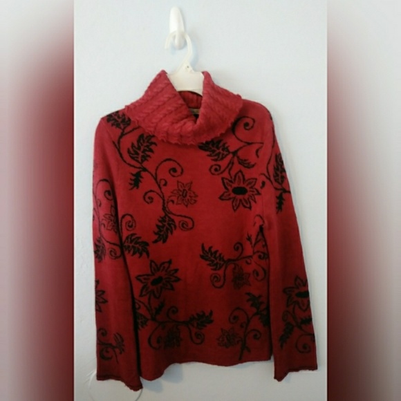 Caamano Sweaters - Peruvian Alpaca Soft Wool Sweater Red Black